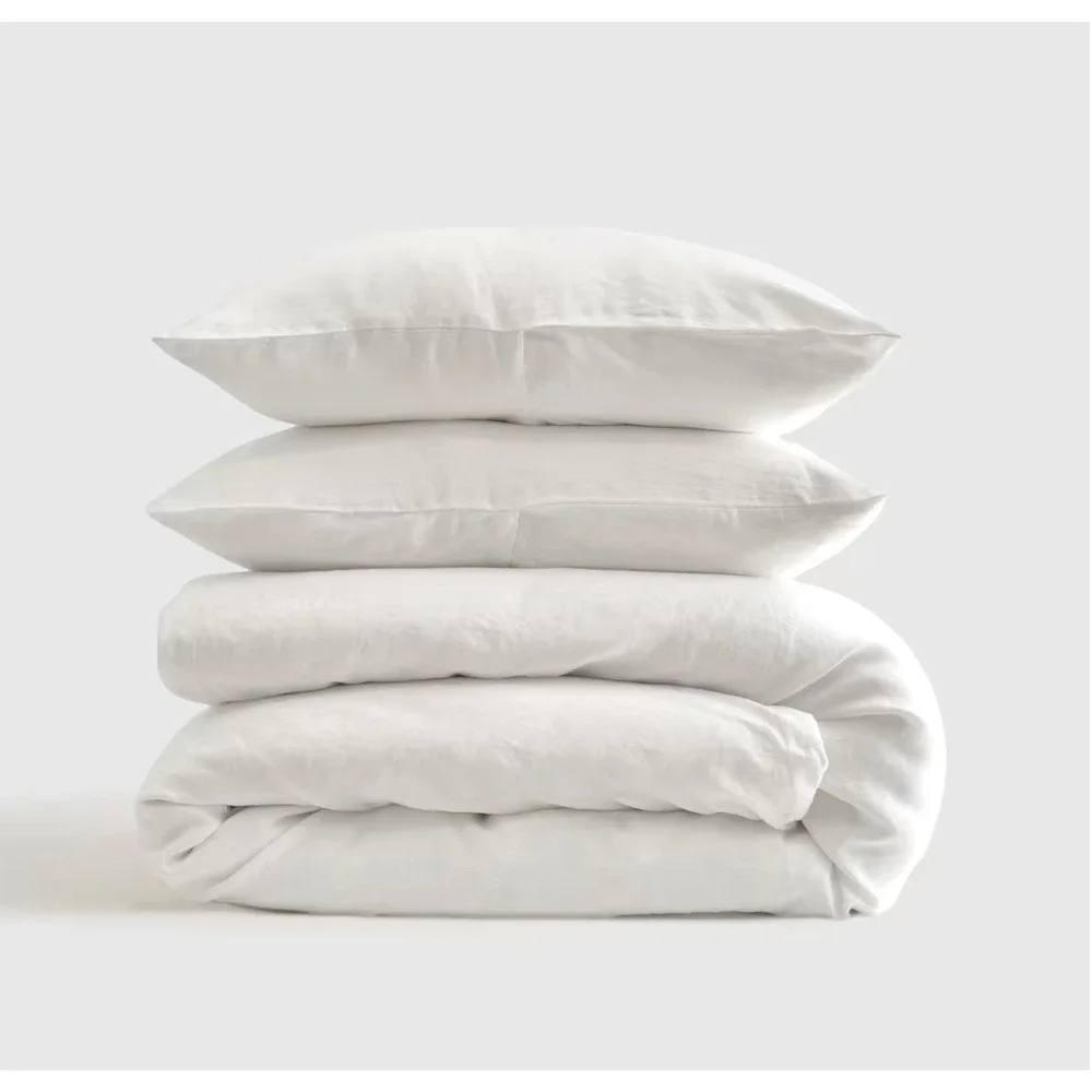 Quince European Linen Duvet Cover Set with Shams King/Cal King Size White